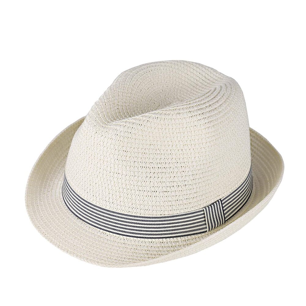 4877 Summer Panama Straw Fedora Hats Trilby Hat Foldable Roll Up Short Brim